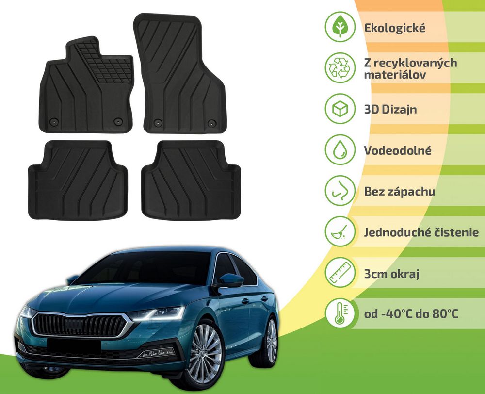 Gumené rohože Škoda Octavia IV 2019 a novšie